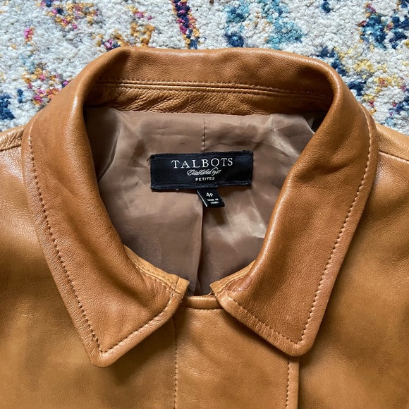 Talbots “Petites” Women’s Brown Leather Jacket - Picture 3 of 3